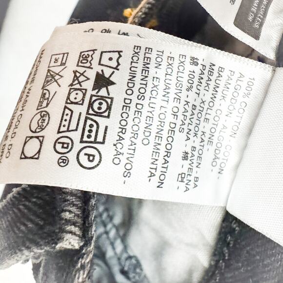 Levi's 501 Black Charcoal Straight Denim Jeans Button Fly Ripped Size 30 x 32 - Picture 7 of 8